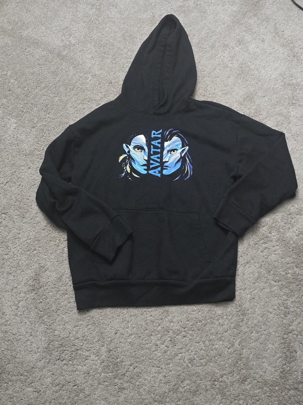 Old Navy Black Crewneck Hoodie with Blue Avatar Graphic Size 14